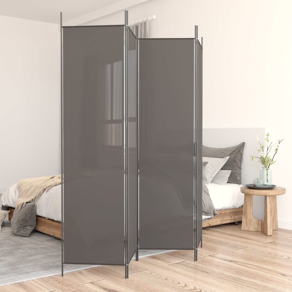 Divisorio a 4 Pannelli Antracite 200x200 cm Tessuto | homemem39