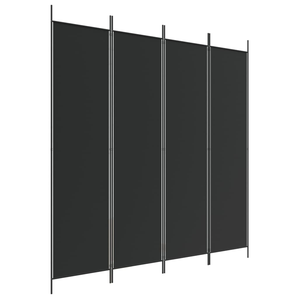 Divisorio a 4 Pannelli Nero 200x200 cm in Tessuto | homemem39