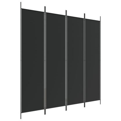 Divisorio a 4 Pannelli Nero 200x200 cm in Tessuto | homemem39