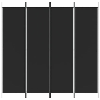Divisorio a 4 Pannelli Nero 200x200 cm in Tessuto