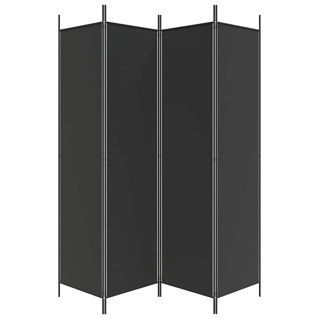 Divisorio a 4 Pannelli Nero 200x200 cm in Tessuto