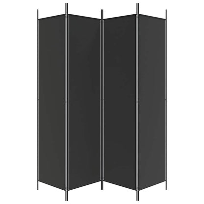 Divisorio a 4 Pannelli Nero 200x200 cm in Tessuto