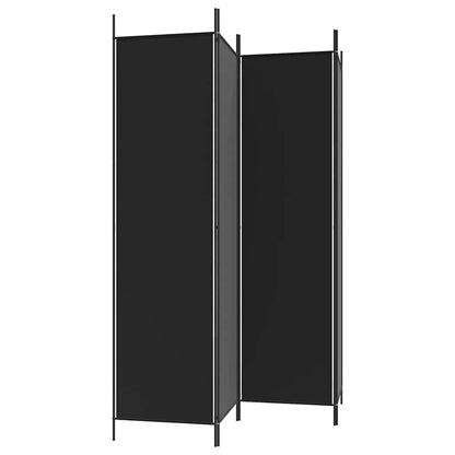 Divisorio a 4 Pannelli Nero 200x200 cm in Tessuto