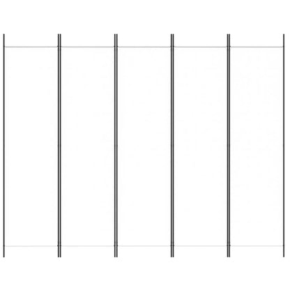 Divisorio a 5 Pannelli Bianco 250x200 cm Tessuto