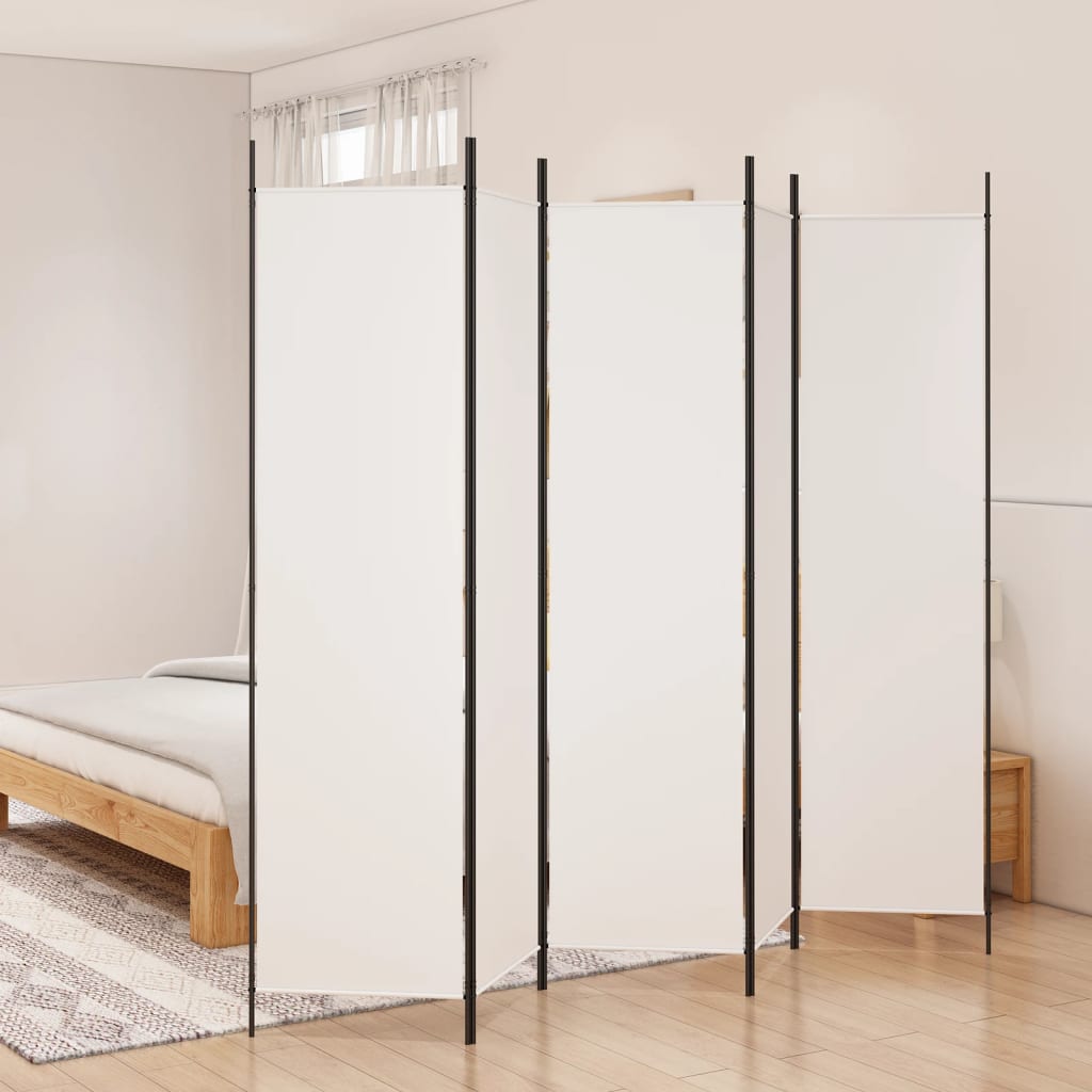 Divisorio a 5 Pannelli Bianco 250x200 cm Tessuto | homemem39