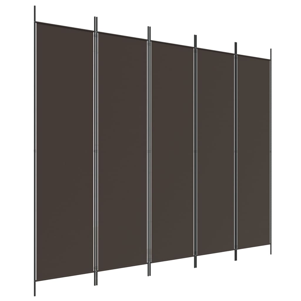 Divisorio a 5 Pannelli Marrone 250x200 cm in Tessuto | homemem39
