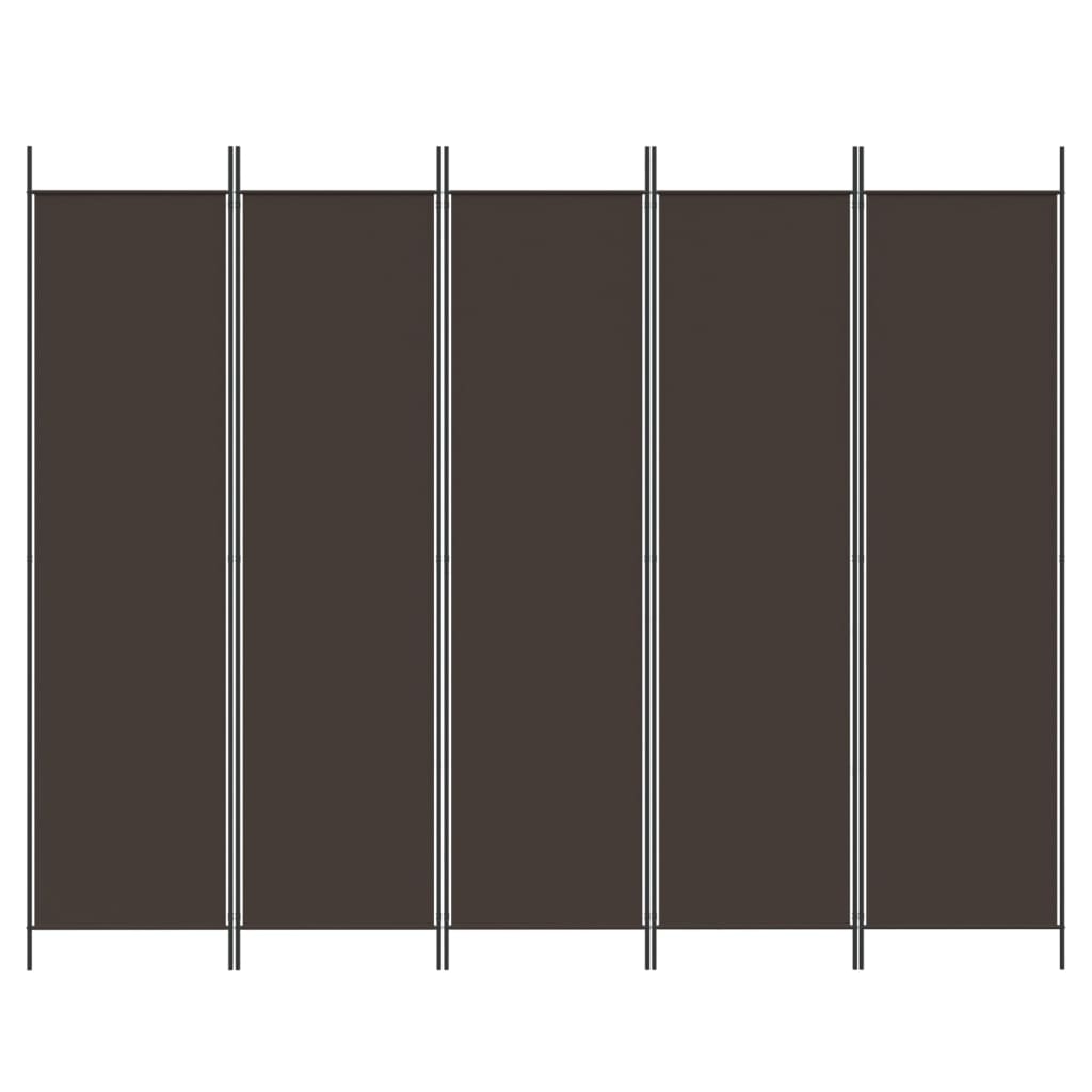 Divisorio a 5 Pannelli Marrone 250x200 cm in Tessuto - homemem39