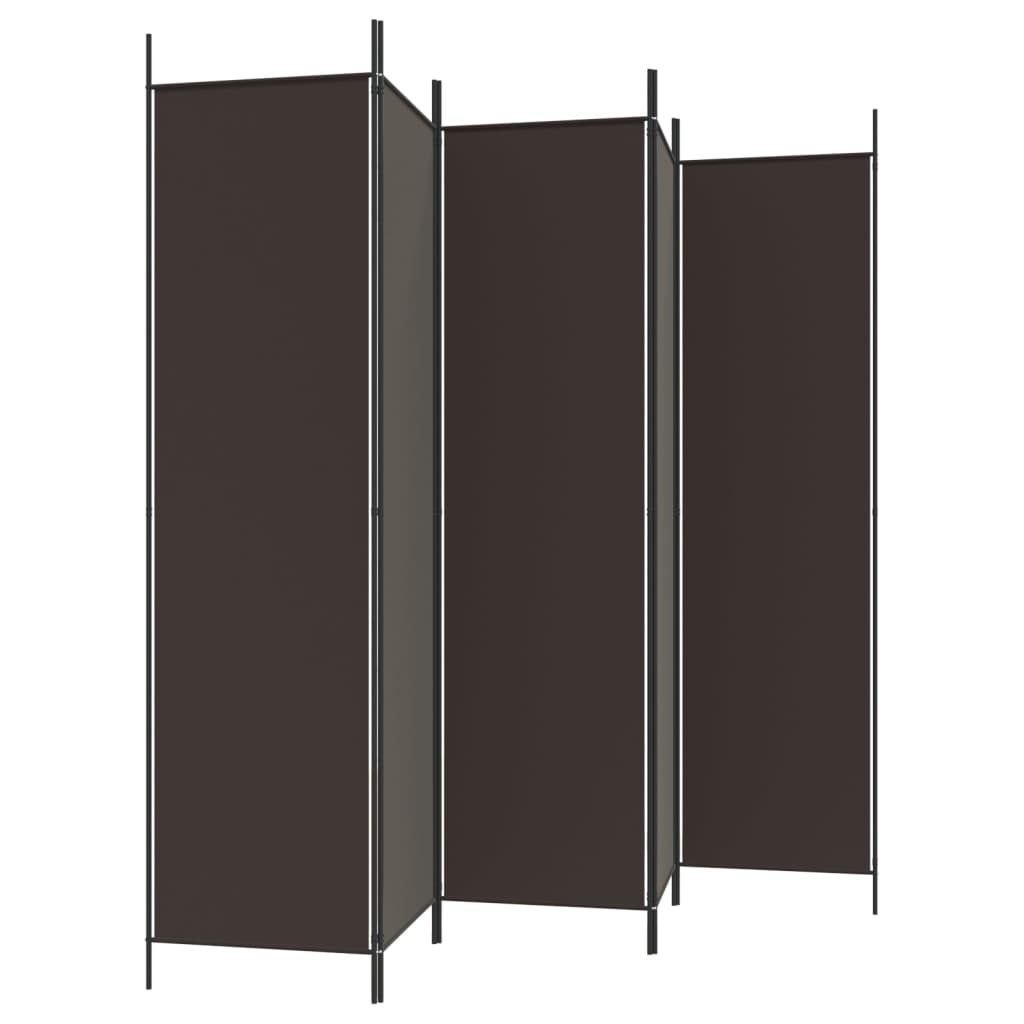 Divisorio a 5 Pannelli Marrone 250x200 cm in Tessuto | homemem39