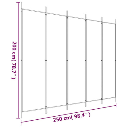 Divisorio a 5 Pannelli Marrone 250x200 cm in Tessuto