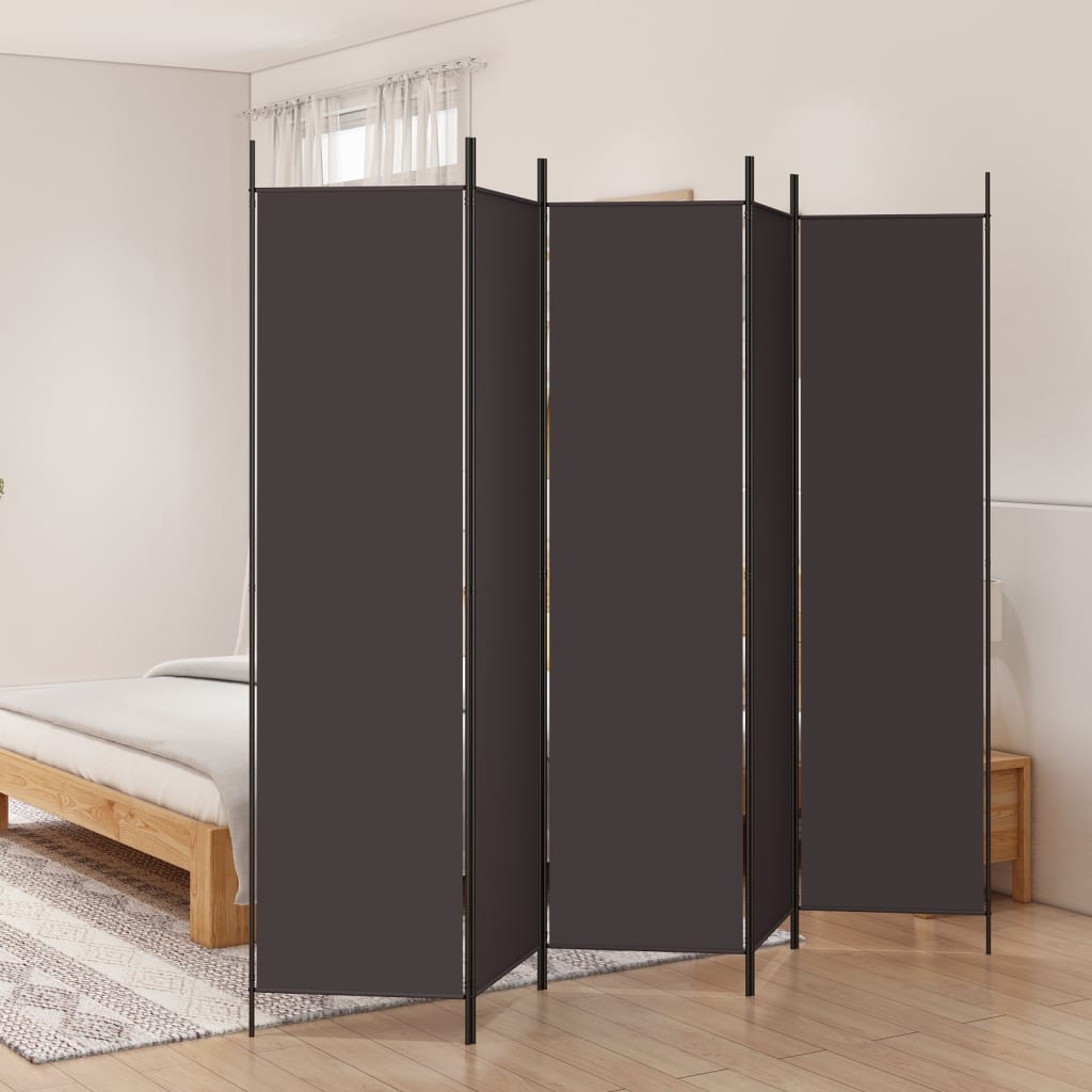 Divisorio a 5 Pannelli Marrone 250x200 cm in Tessuto | homemem39