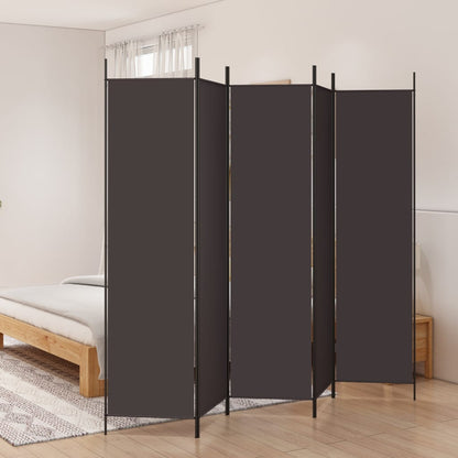 Divisorio a 5 Pannelli Marrone 250x200 cm in Tessuto | homemem39