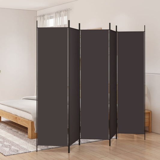 Divisorio a 5 Pannelli Marrone 250x200 cm in Tessuto - homemem39