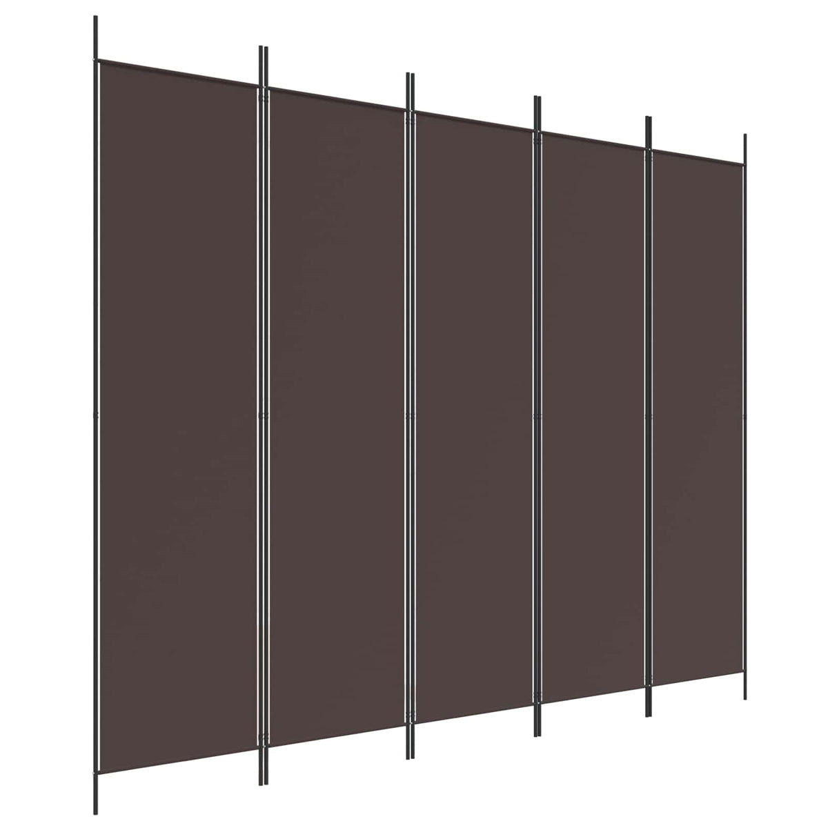 Divisorio a 5 Pannelli Marrone 250x200 cm in Tessuto