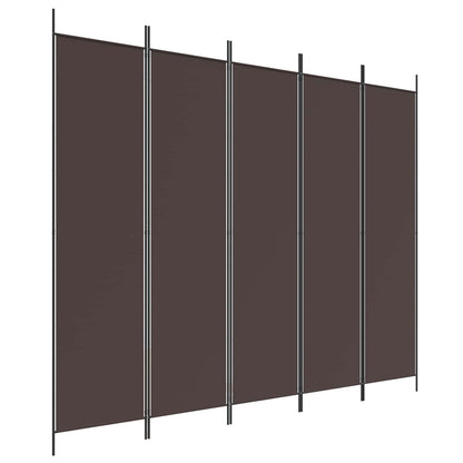 Divisorio a 5 Pannelli Marrone 250x200 cm in Tessuto