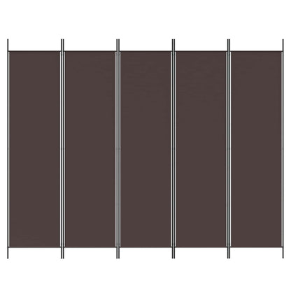 Divisorio a 5 Pannelli Marrone 250x200 cm in Tessuto
