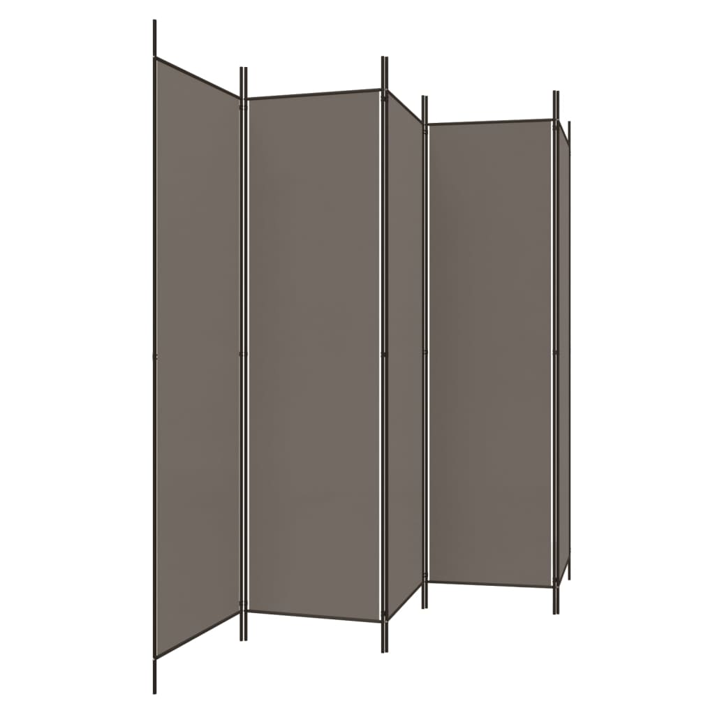 Divisorio a 5 Pannelli Antracite 250x200 cm Tessuto | homemem39
