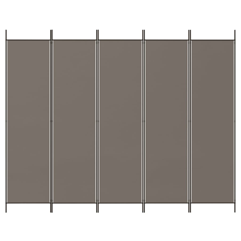 Divisorio a 5 Pannelli Antracite 250x200 cm Tessuto | homemem39
