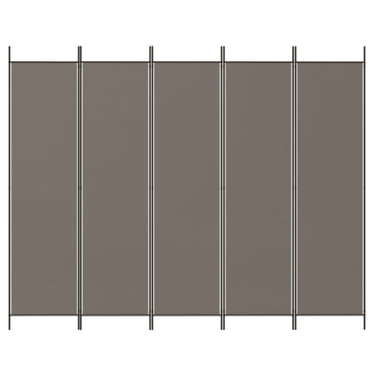 Divisorio a 5 Pannelli Antracite 250x200 cm Tessuto | homemem39