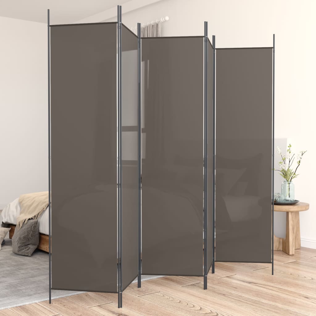 Divisorio a 5 Pannelli Antracite 250x200 cm Tessuto | homemem39