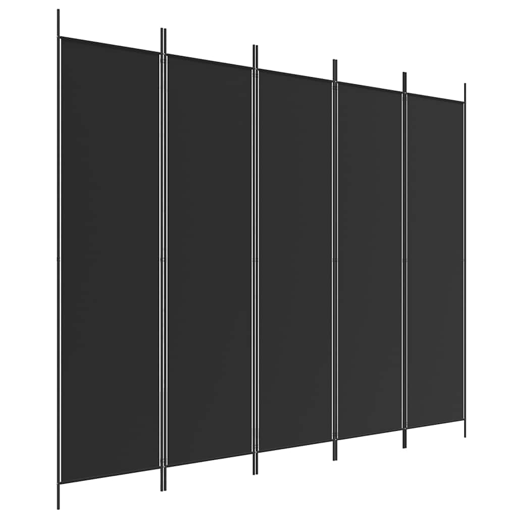 Divisorio 5 Pannelli Nero 250x200 cm Tessuto