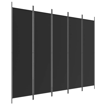 Divisorio 5 Pannelli Nero 250x200 cm Tessuto