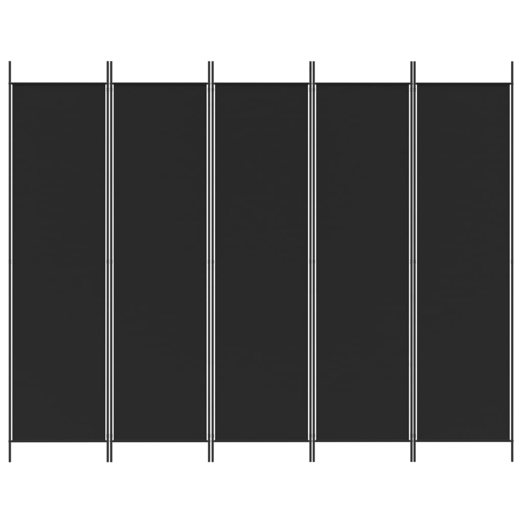 Divisorio 5 Pannelli Nero 250x200 cm Tessuto - homemem39