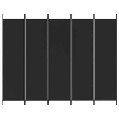 Divisorio 5 Pannelli Nero 250x200 cm Tessuto - homemem39