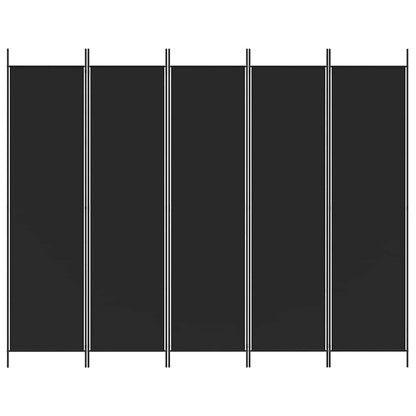 Divisorio 5 Pannelli Nero 250x200 cm Tessuto