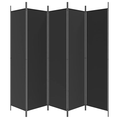 Divisorio 5 Pannelli Nero 250x200 cm Tessuto