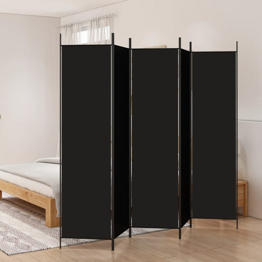 Divisorio 5 Pannelli Nero 250x200 cm Tessuto - homemem39