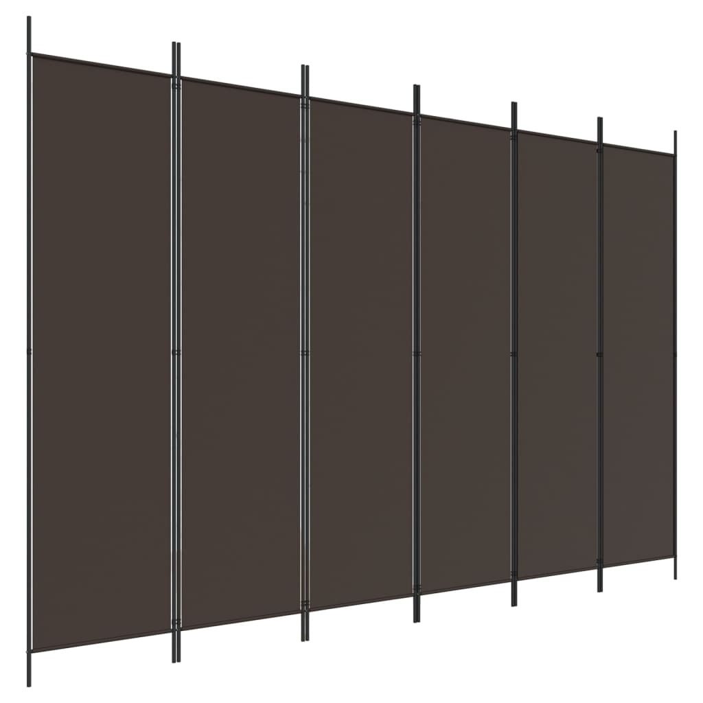 Divisorio a 6 Pannelli Marrone 300x200 cm in Tessuto | homemem39