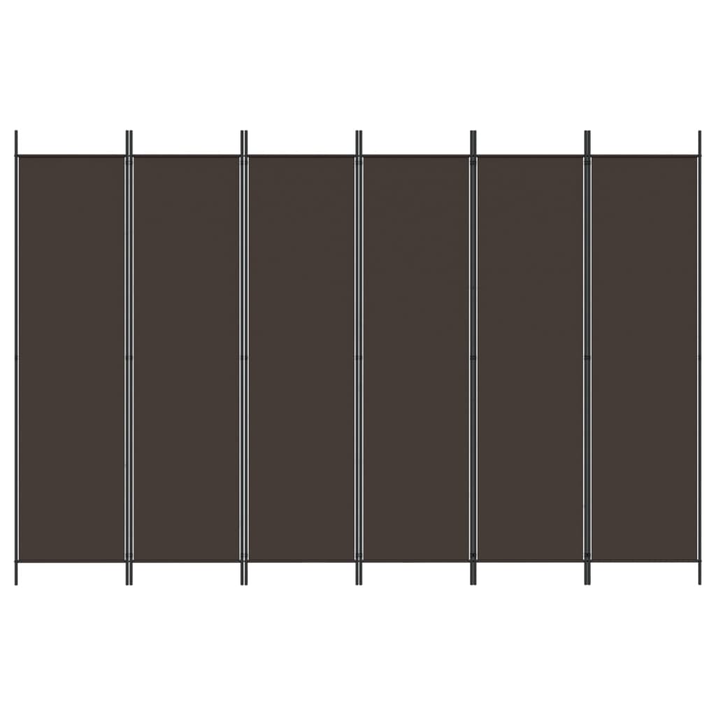 Divisorio a 6 Pannelli Marrone 300x200 cm in Tessuto - homemem39