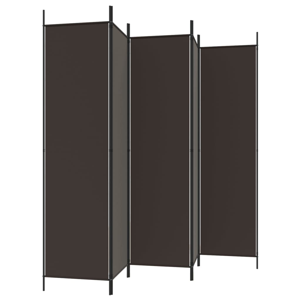 Divisorio a 6 Pannelli Marrone 300x200 cm in Tessuto - homemem39