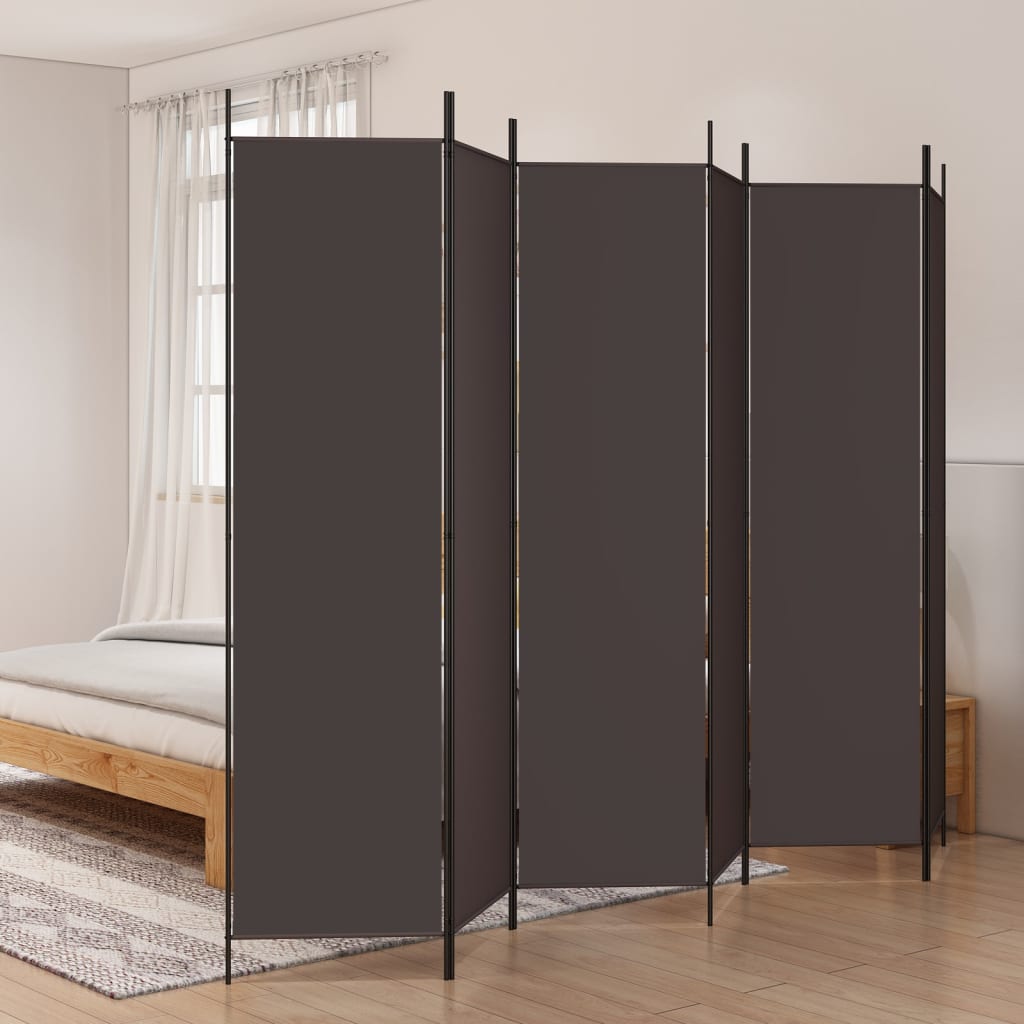 Divisorio a 6 Pannelli Marrone 300x200 cm in Tessuto | homemem39