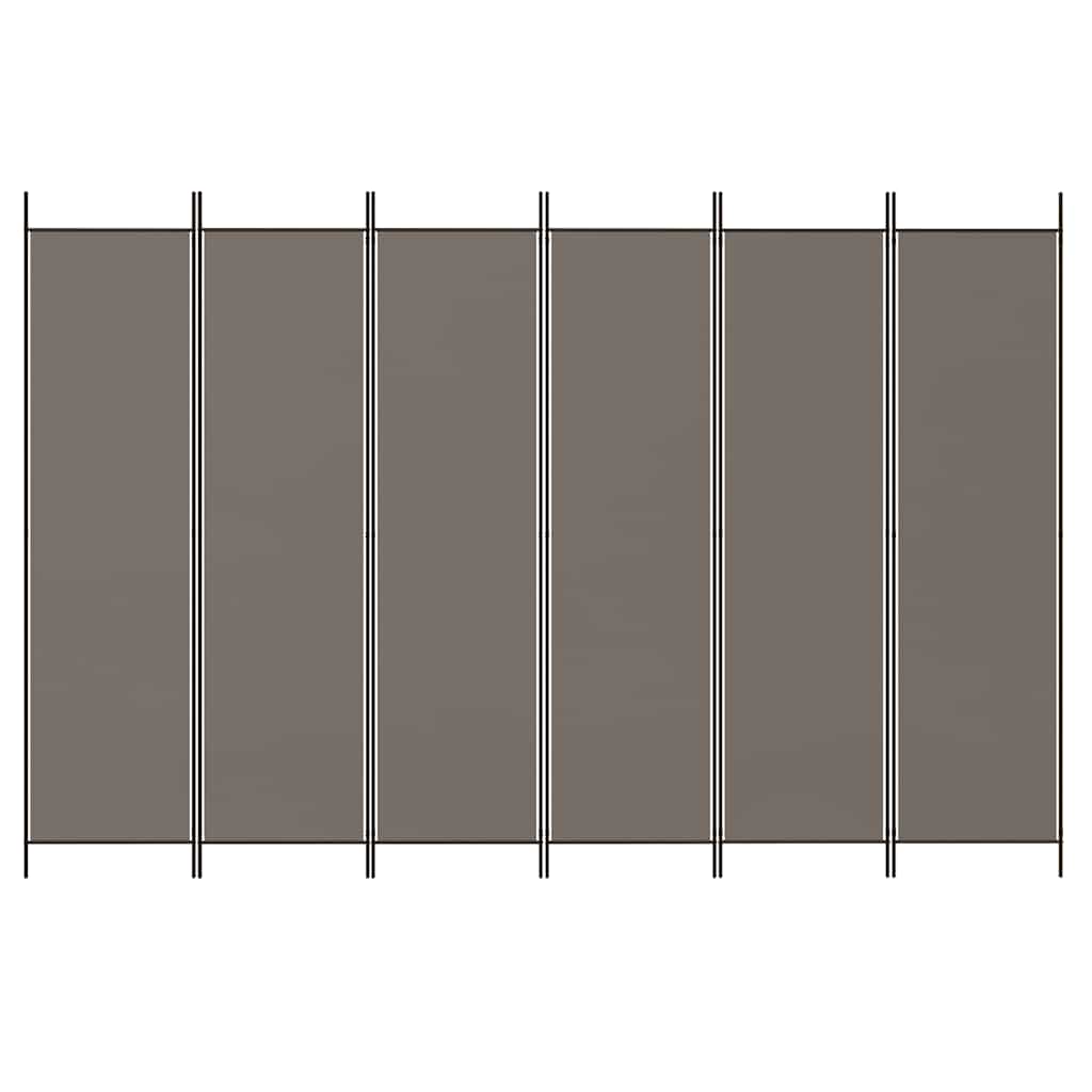 Divisorio a 6 Pannelli Antracite 300x200 cm Tessuto
