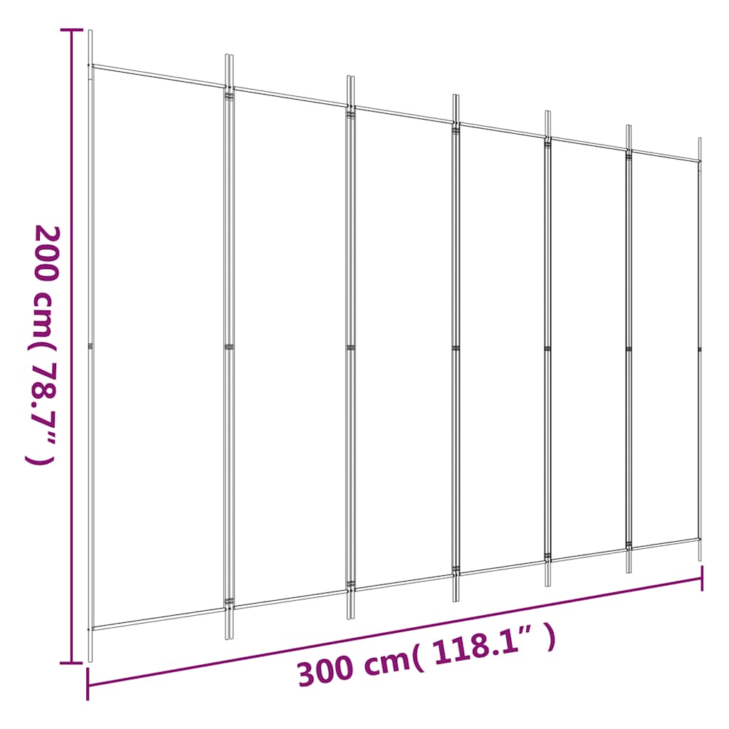 Divisorio a 6 Pannelli Antracite 300x200 cm Tessuto | homemem39