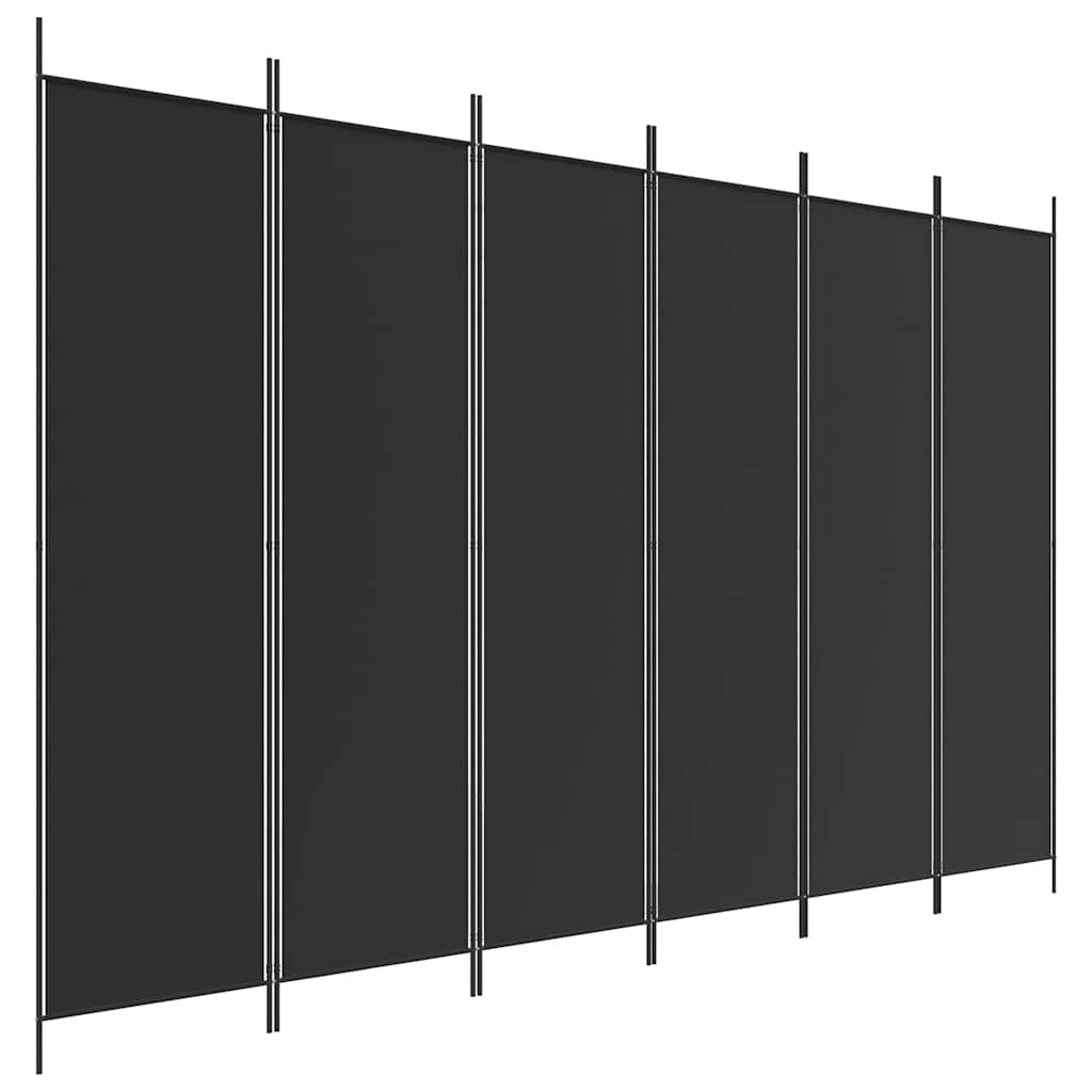 Divisorio a 6 Pannelli Nero 300x200 cm in Tessuto