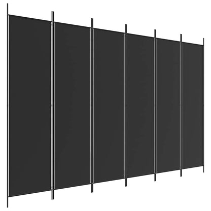 Divisorio a 6 Pannelli Nero 300x200 cm in Tessuto