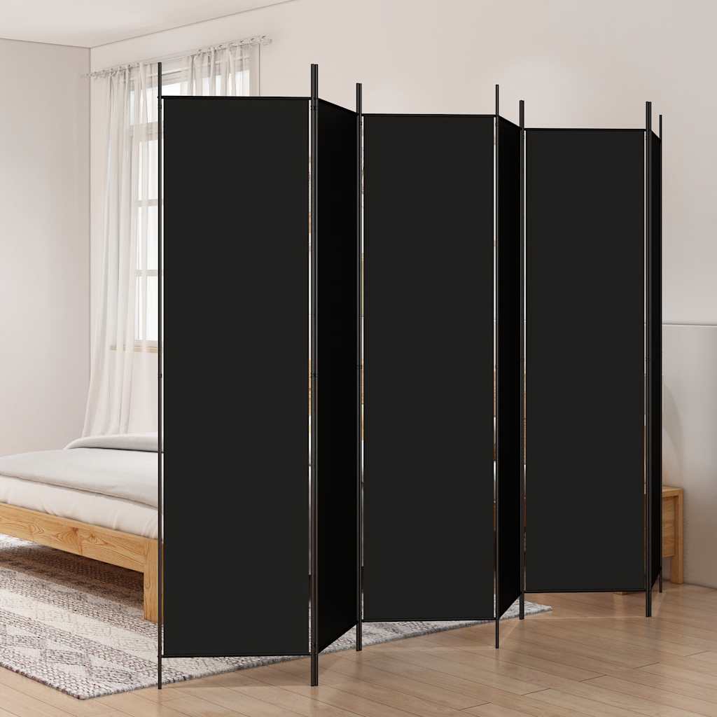 Divisorio a 6 Pannelli Nero 300x200 cm in Tessuto | homemem39
