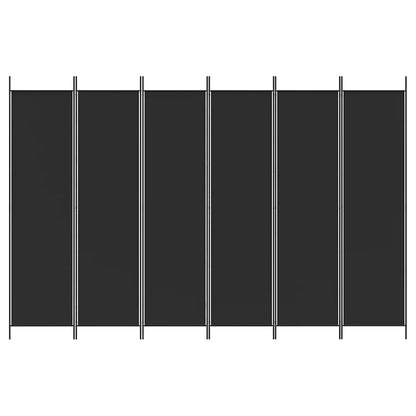 Divisorio a 6 Pannelli Nero 300x200 cm in Tessuto