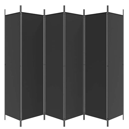 Divisorio a 6 Pannelli Nero 300x200 cm in Tessuto