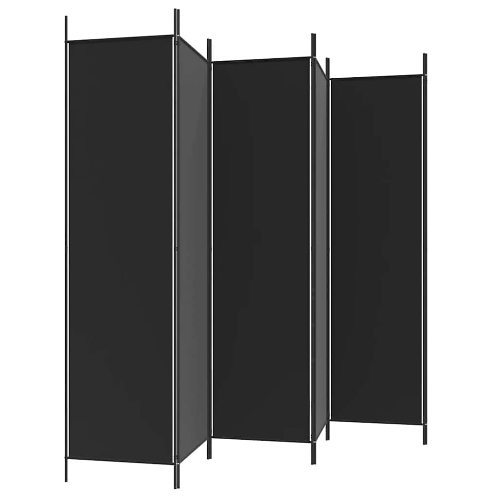 Divisorio a 6 Pannelli Nero 300x200 cm in Tessuto