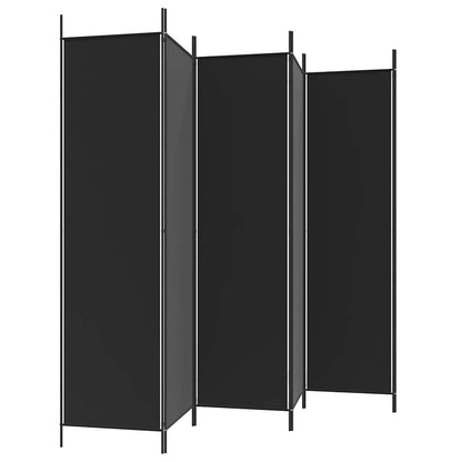 Divisorio a 6 Pannelli Nero 300x200 cm in Tessuto