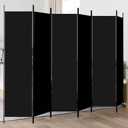 Divisorio a 6 Pannelli Nero 300x200 cm in Tessuto