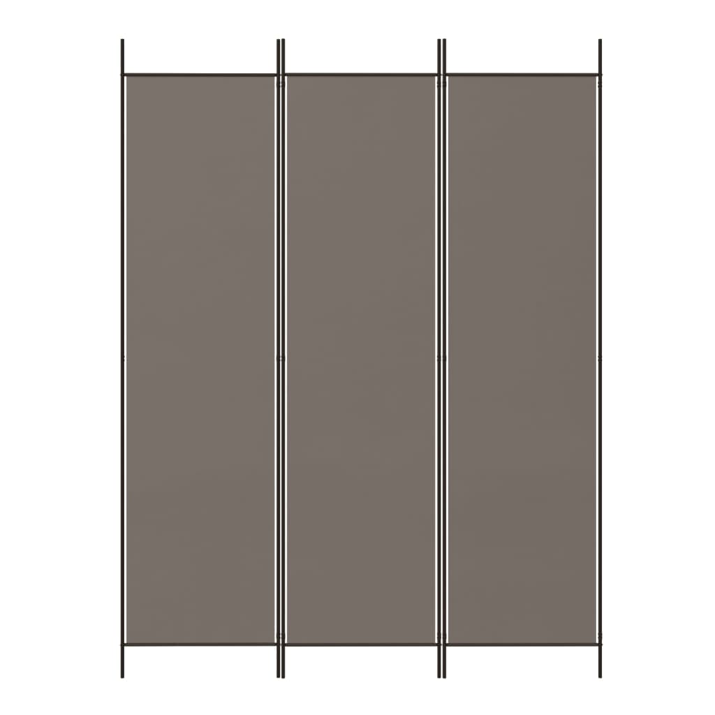 Divisorio a 3 Pannelli Antracite 150x220 cm in Tessuto