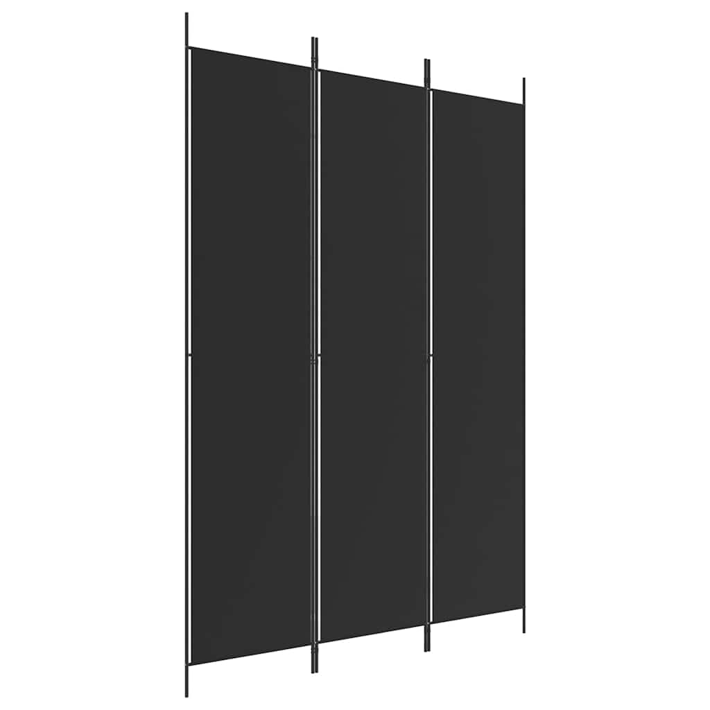 Divisorio a 3 Pannelli Nero 150x220 cm in Tessuto