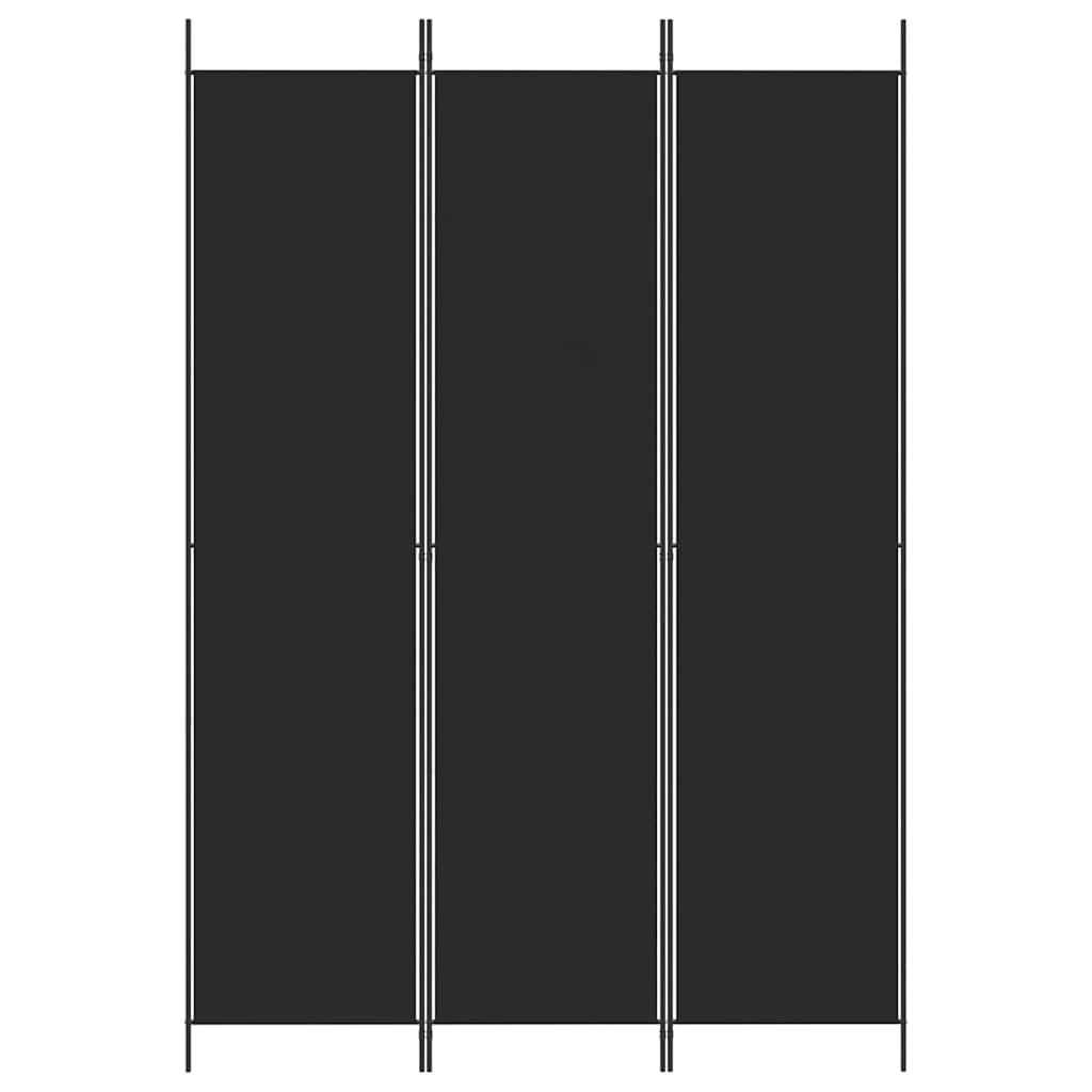 Divisorio a 3 Pannelli Nero 150x220 cm in Tessuto