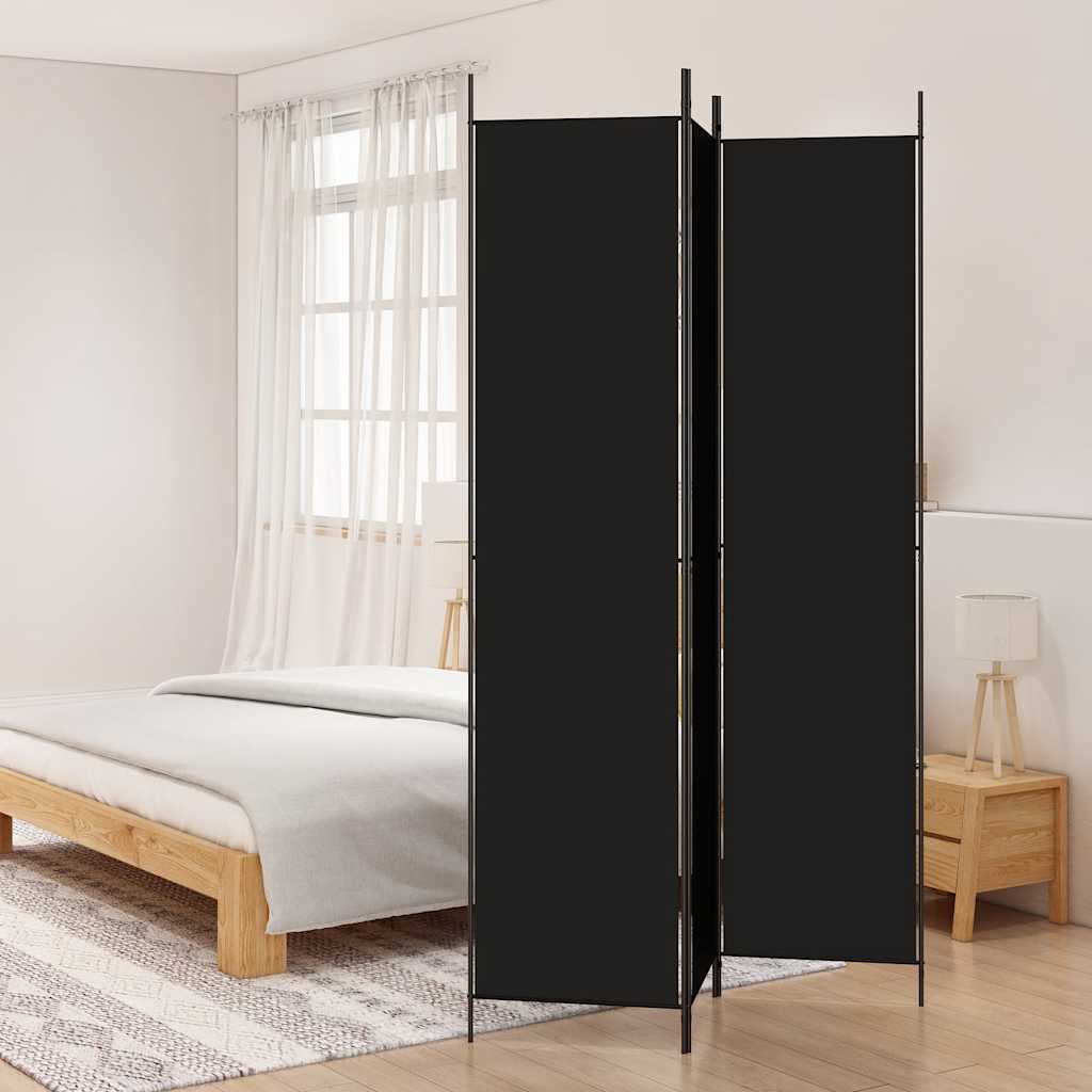 Divisorio a 3 Pannelli Nero 150x220 cm in Tessuto | homemem39