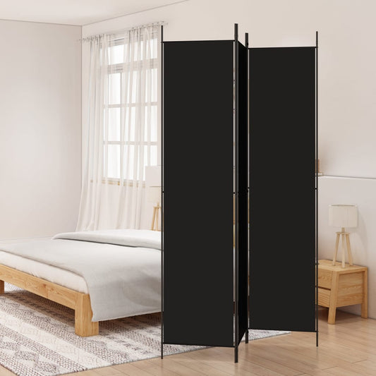 Divisorio a 3 Pannelli Nero 150x220 cm in Tessuto - homemem39