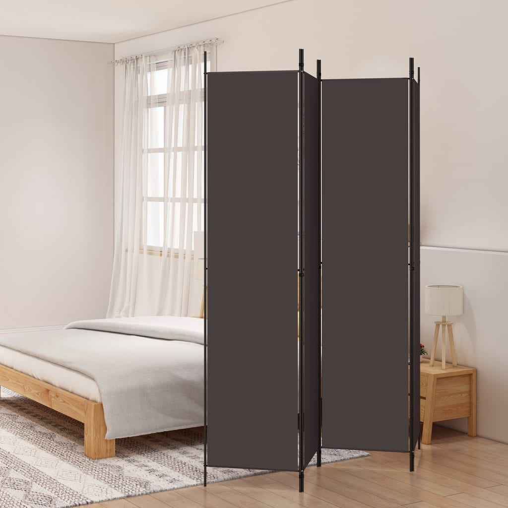 Divisorio a 4 Pannelli Marrone 200x220 cm in Tessuto | homemem39